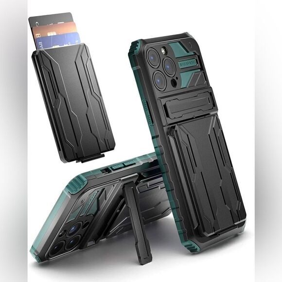 Other - 3 In 1 Heavy Duty Wallet Phone Case for iPhone 13 Pro Max - Green